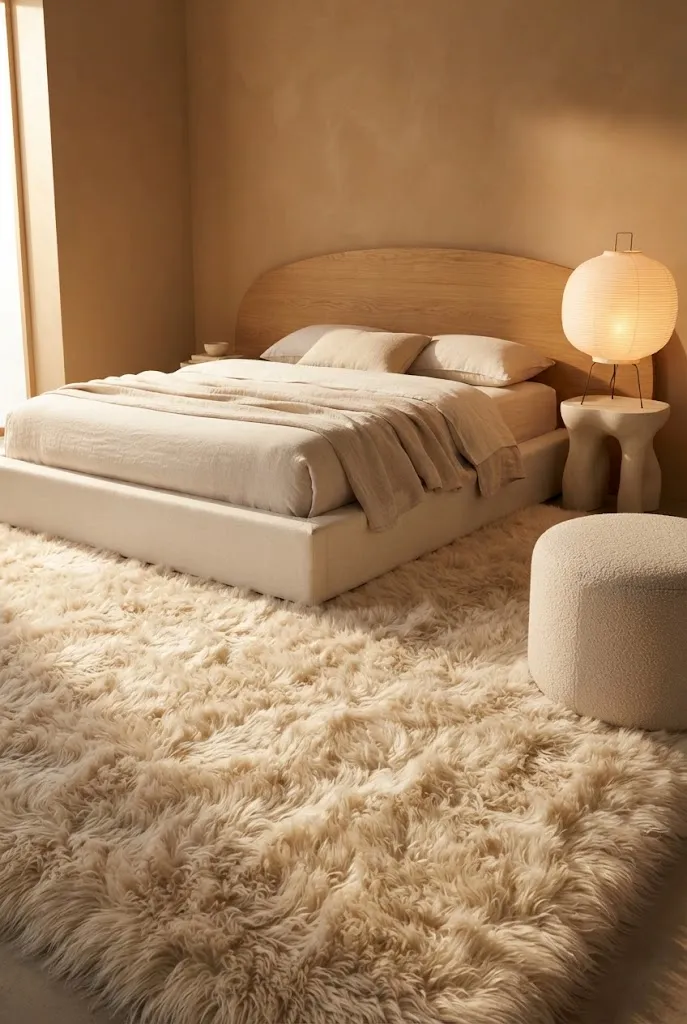 Beige Flokati Rug