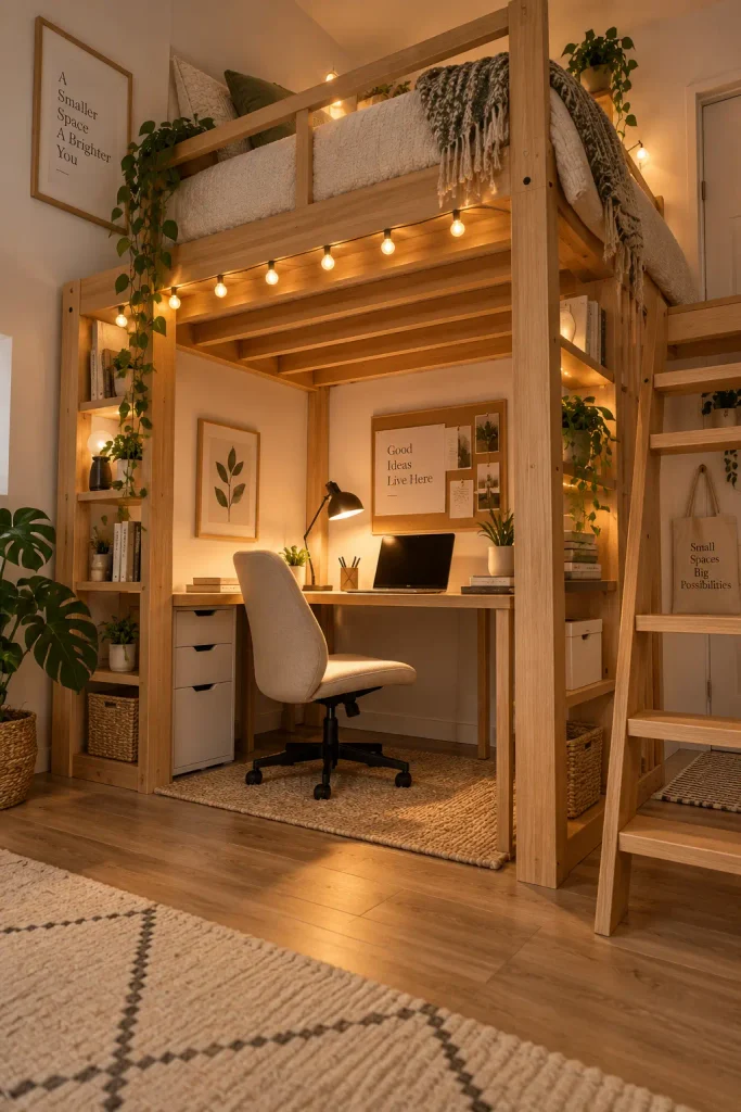 Build Your Office Underneath a Lofted Bed