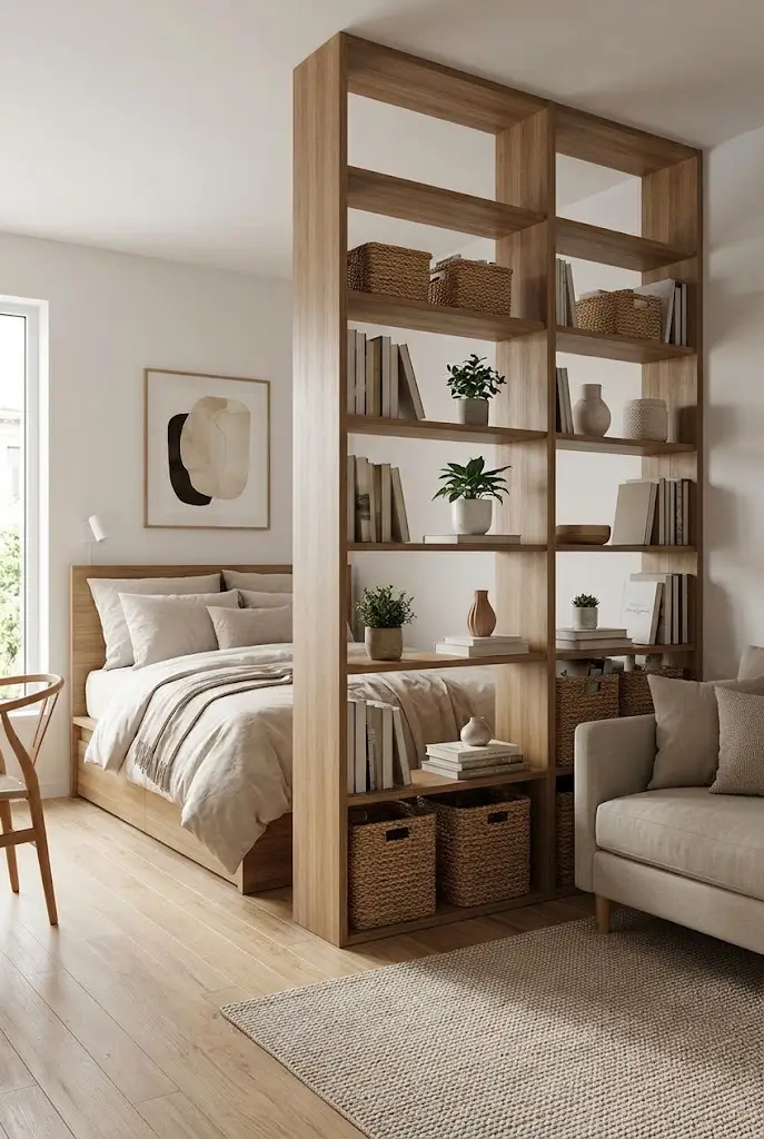 Create a Bedroom Behind an Open Shelf