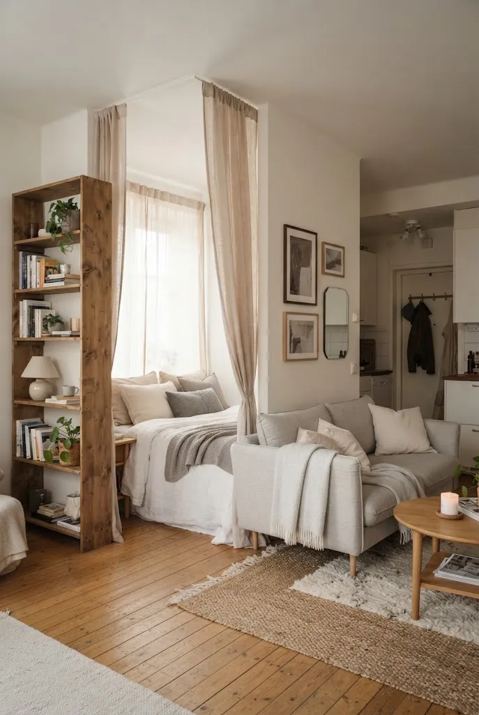 small room with bed and couch ideas