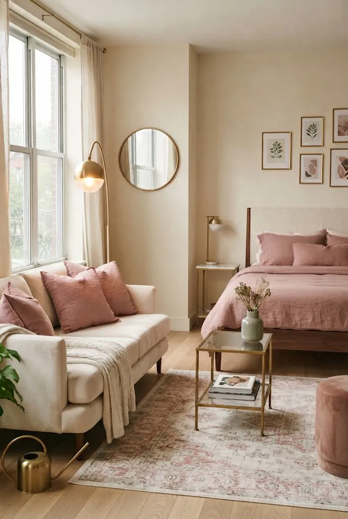 Dusty Rose, Cream, and Brass: An Earthy Palette With Pink