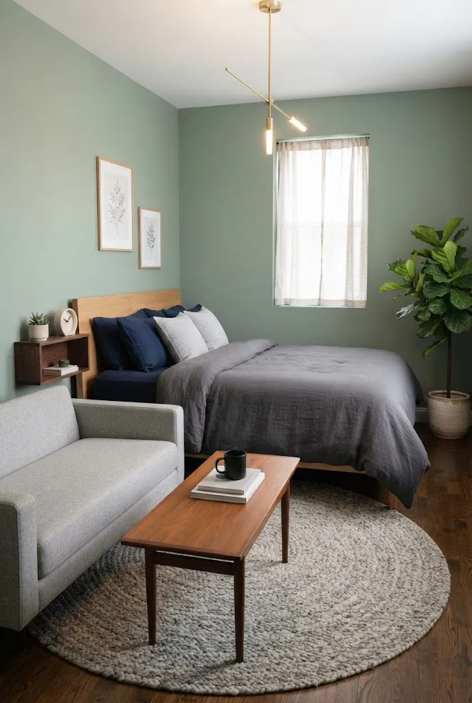small room with bed and couch ideas