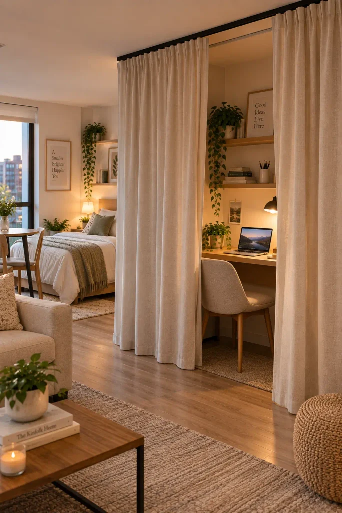 Hide Your Desk Behind a Simple Curtain