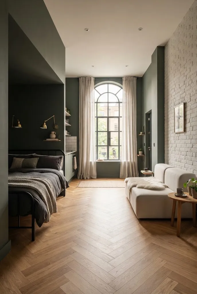 small room with bed and couch ideas