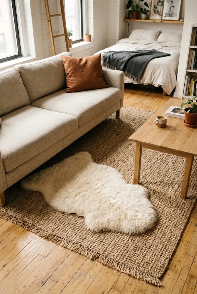 Layered Jute and Cream Rugs