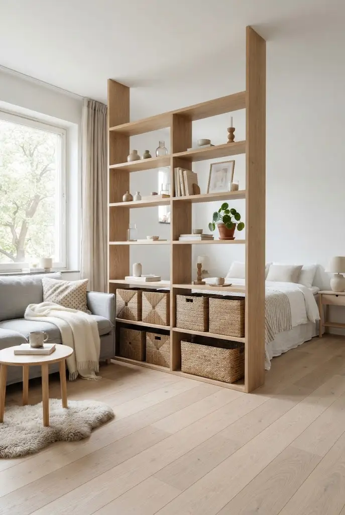 Matching Baskets on Open Shelves
