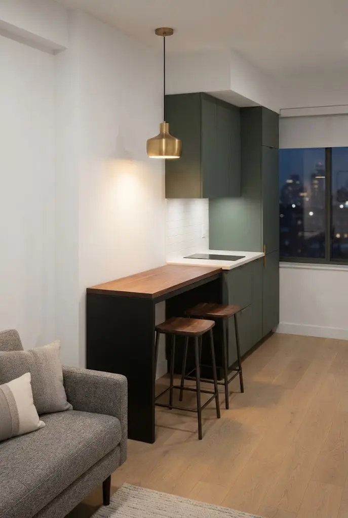 Narrow Console Defining the Kitchen