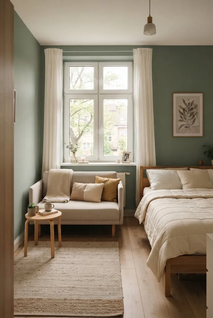 small room with bed and couch ideas