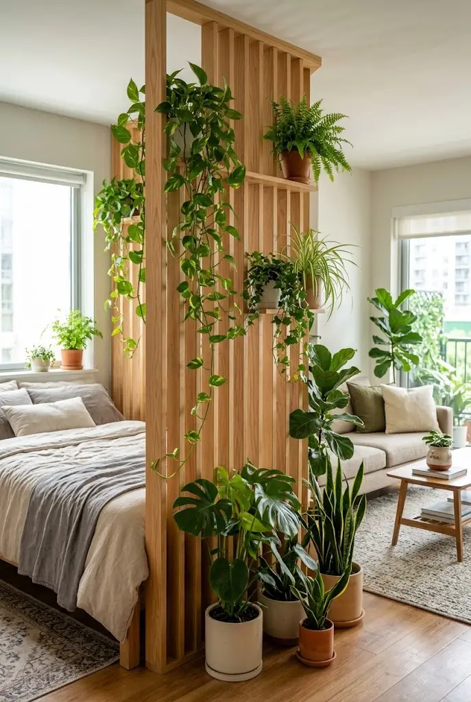 Plants Around the Wood Divider