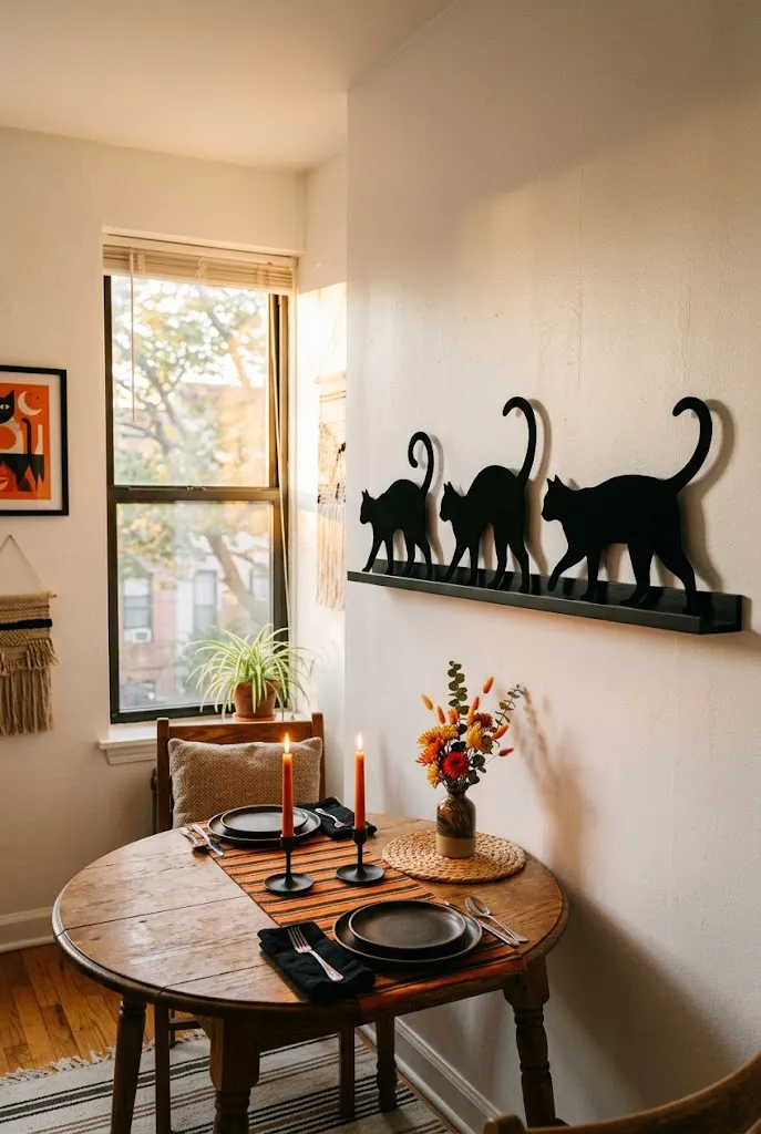 Prowling Black Cat Silhouettes