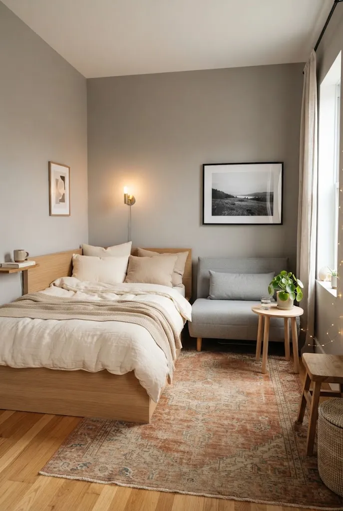 small room with bed and couch ideas