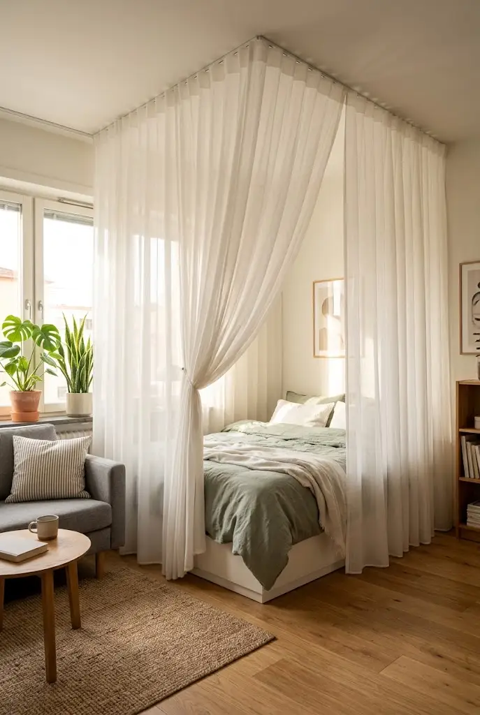 Sheer Curtains Around the Bed