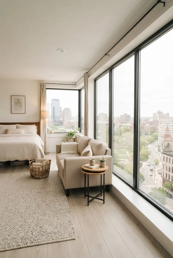 small room with bed and couch ideas