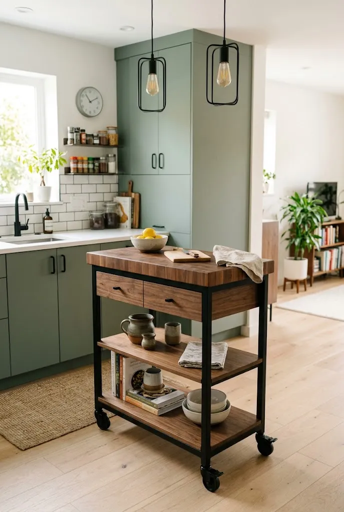 Slim Rolling Kitchen Island