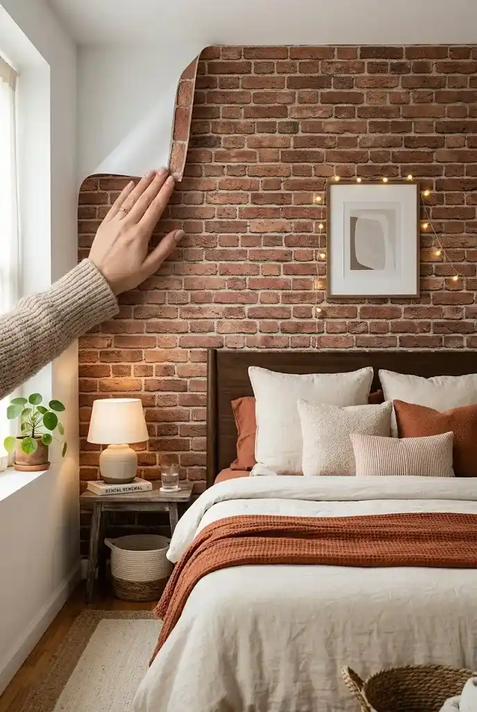 ry Peel-and-Stick Brick Wallpaper