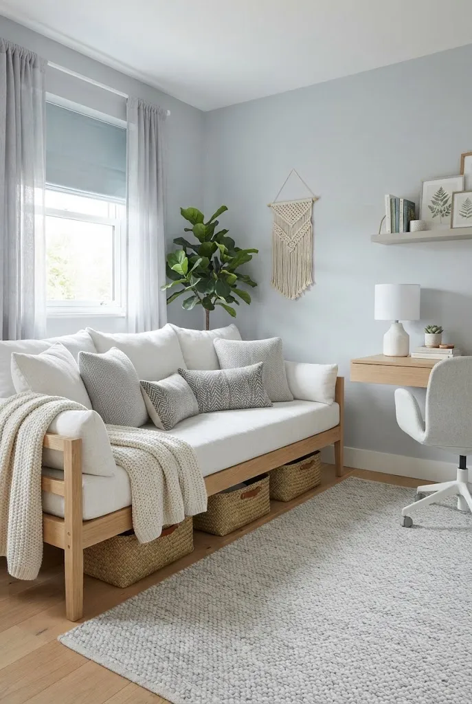 small room with bed and couch ideas