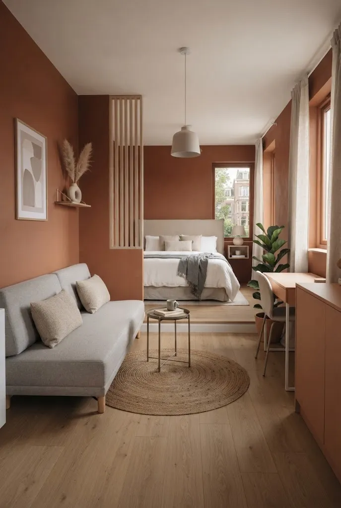 small room with bed and couch ideas
