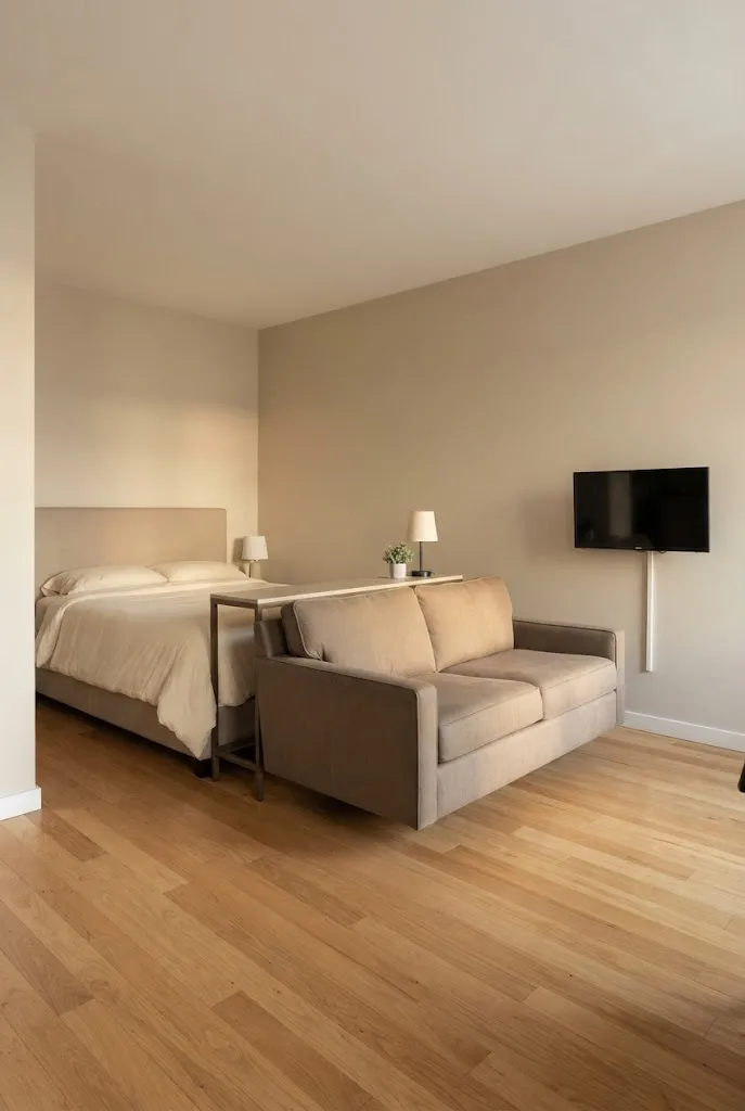 bed and couch in one room ideas