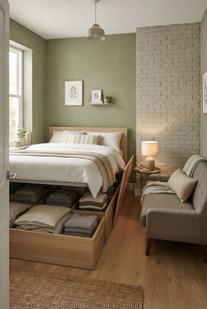 small room with bed and couch ideas