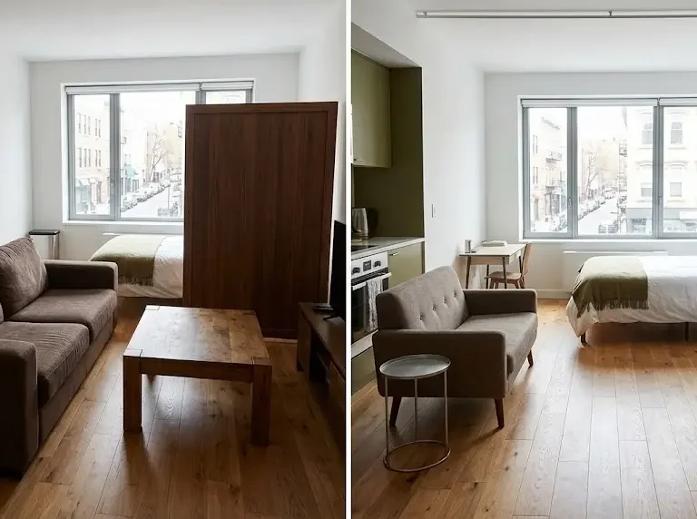 Very small studio apartment layout