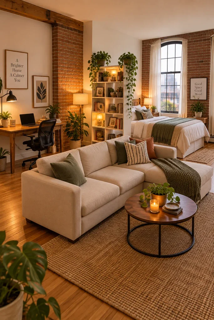 Warm Edison Lighting on Brick