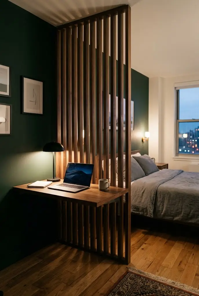 Wood Divider Around a Workspace