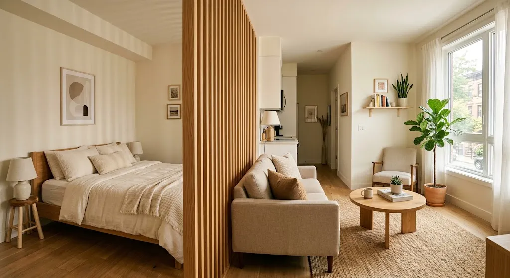 Wood Divider Ideas for Studio Apartment