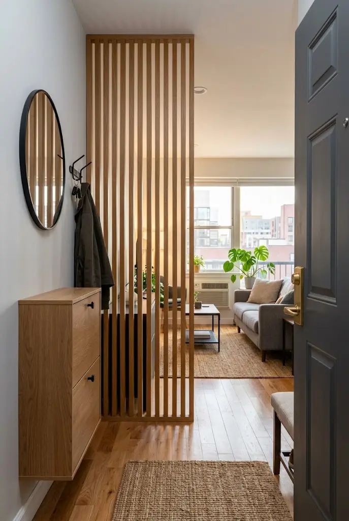 Wood Slats Creating an Entryway