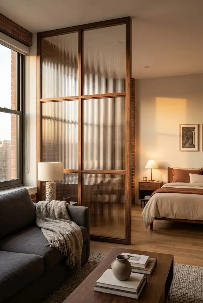 Wood and Glass Divider