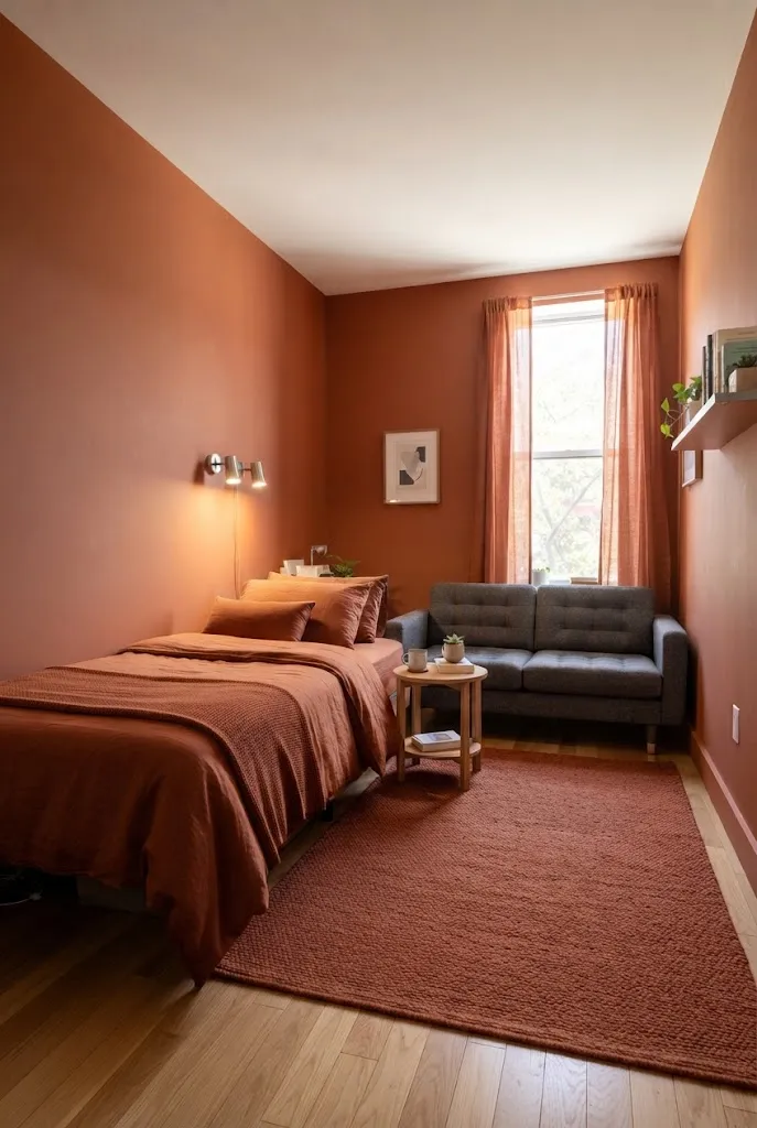 small room with bed and couch ideas