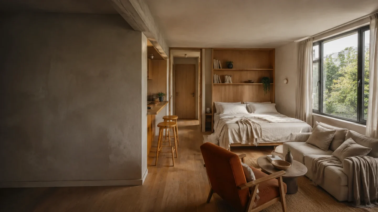 Warm studio apartment furnished for several daily activities