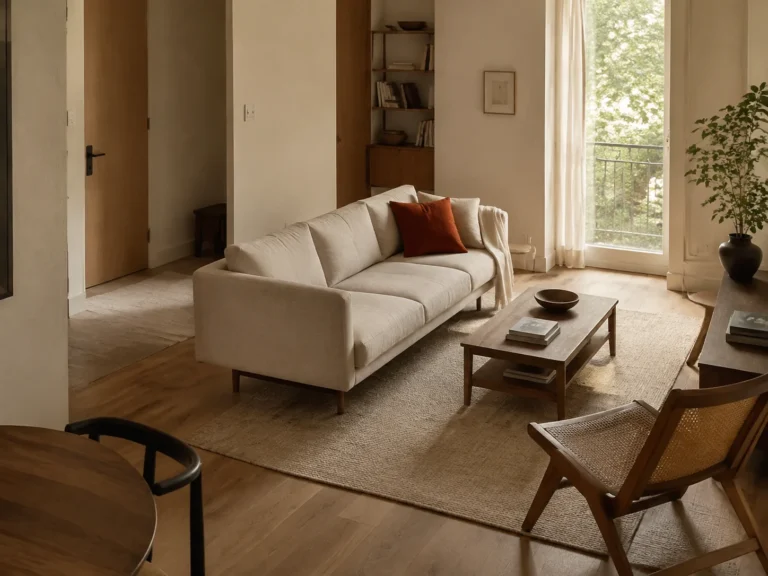 Compact living room arranged into clear seating zones