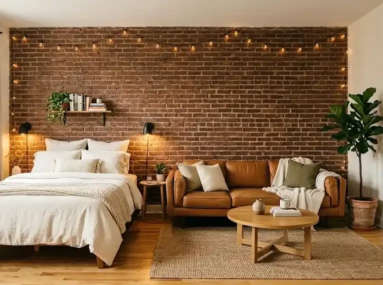 studio apartment brick wall ideas