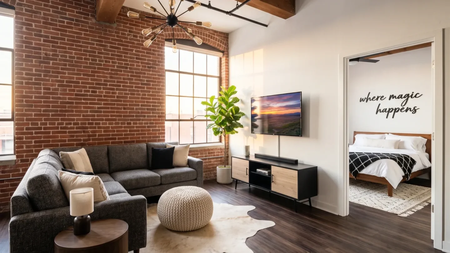 studio apartment brick wall ideas
