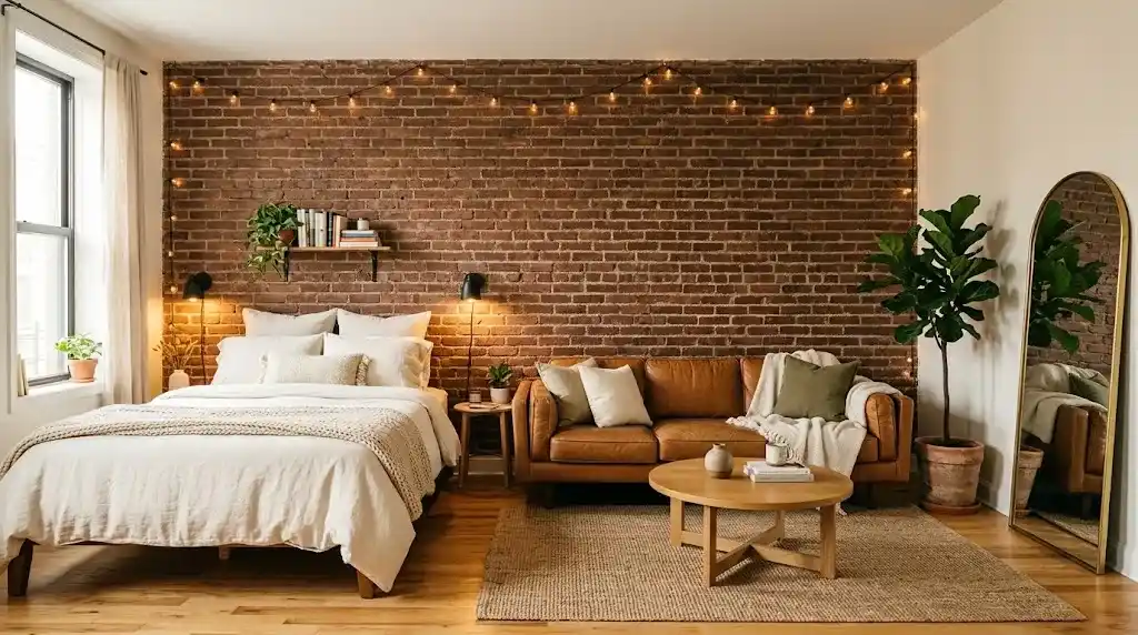 studio apartment brick wall ideas