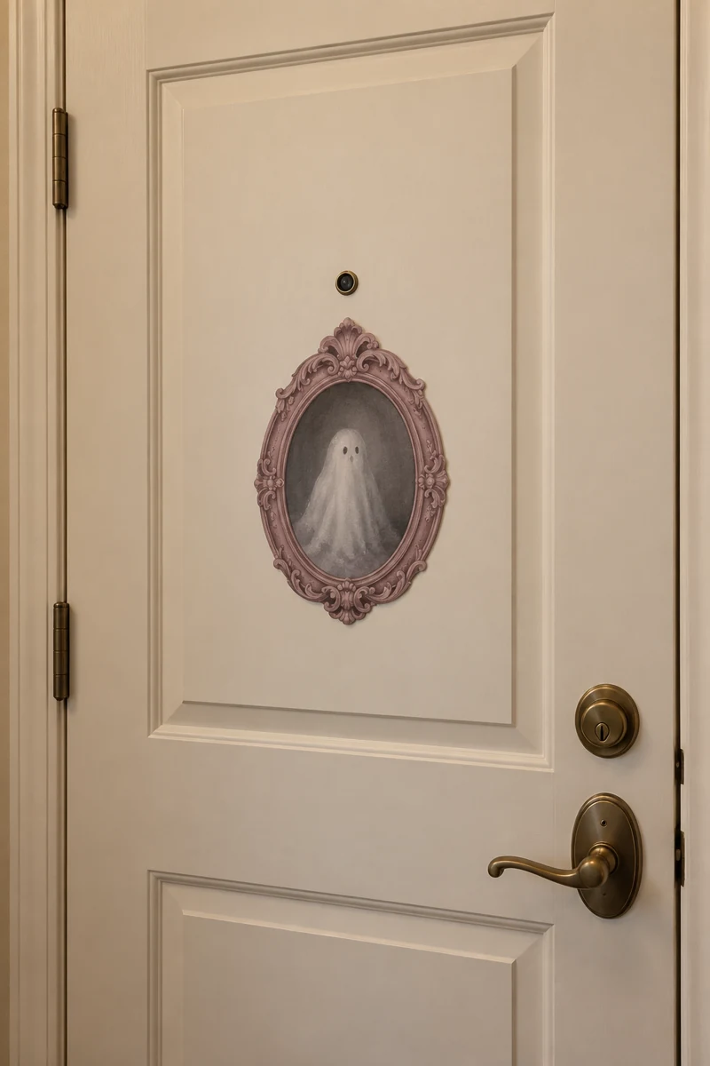 Antique Mirror Ghost displayed on a cream apartment door