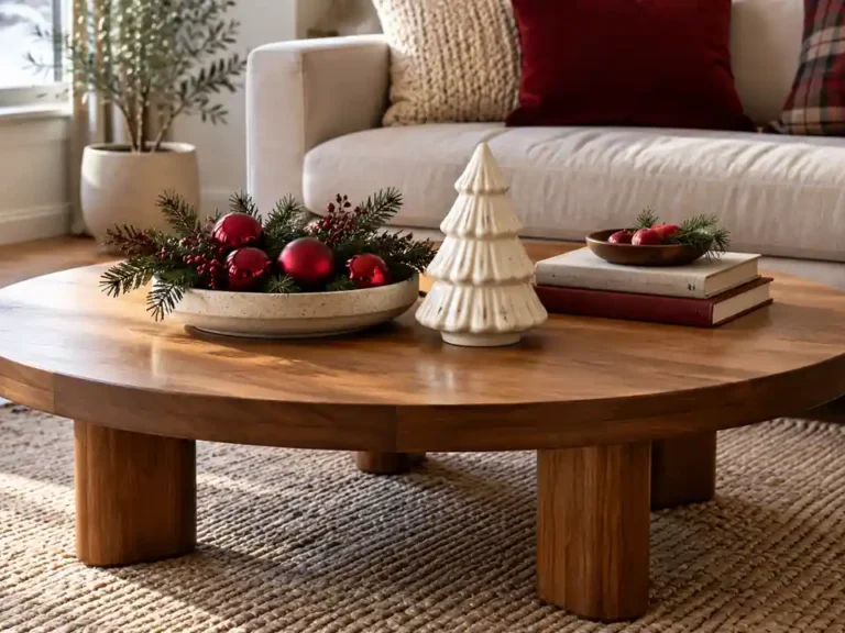 apartment christmas decor coffee table