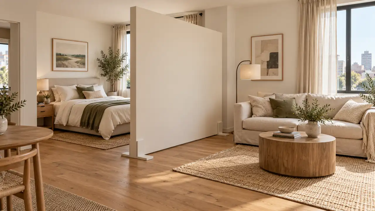 studio apartment divider temporary wall
