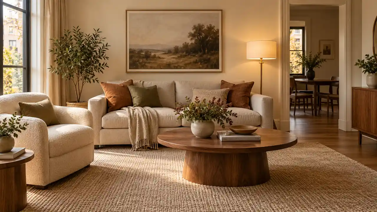 simple fall decor living room apartment
