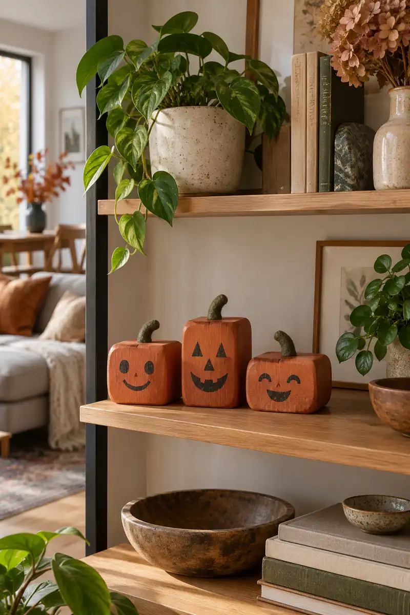 Painted Block Pumpkins