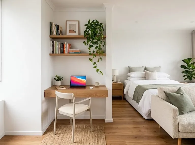 home office in a studio apartment