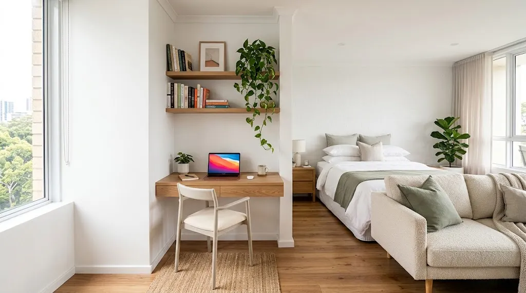 home office in a studio apartment