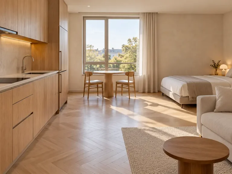 studio apartment with a kitchen