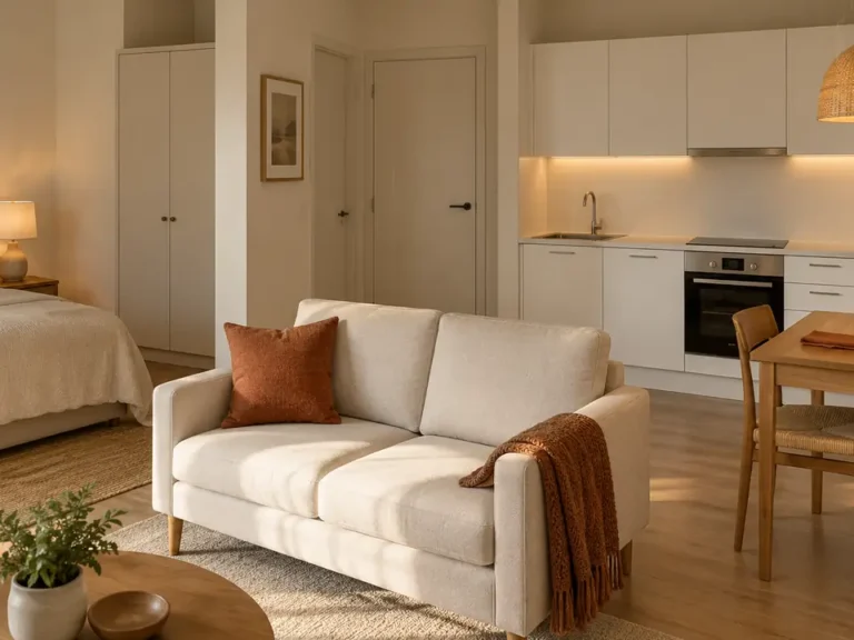 studio apartment with a kitchen