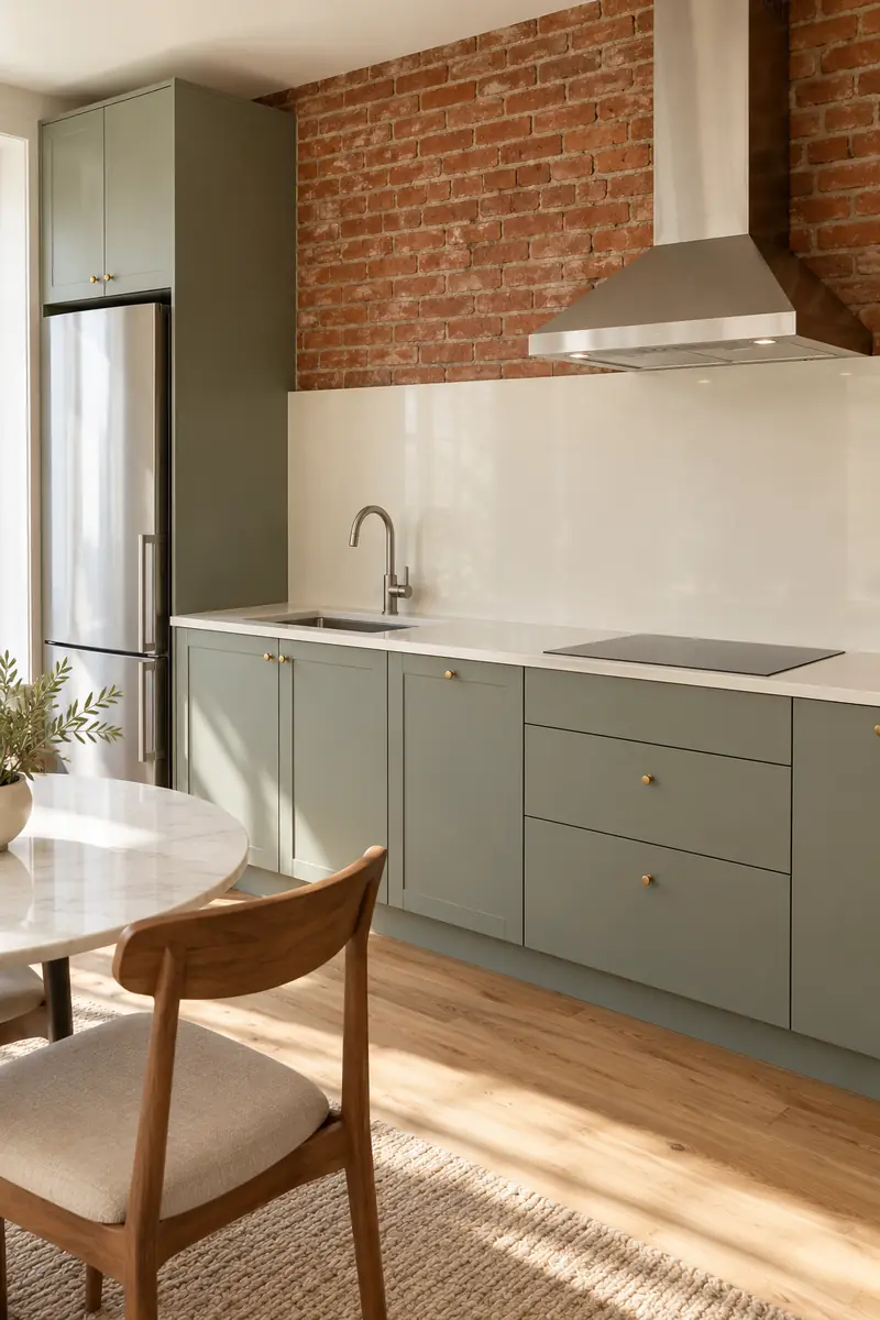 Brick-Backed Linear Kitchen