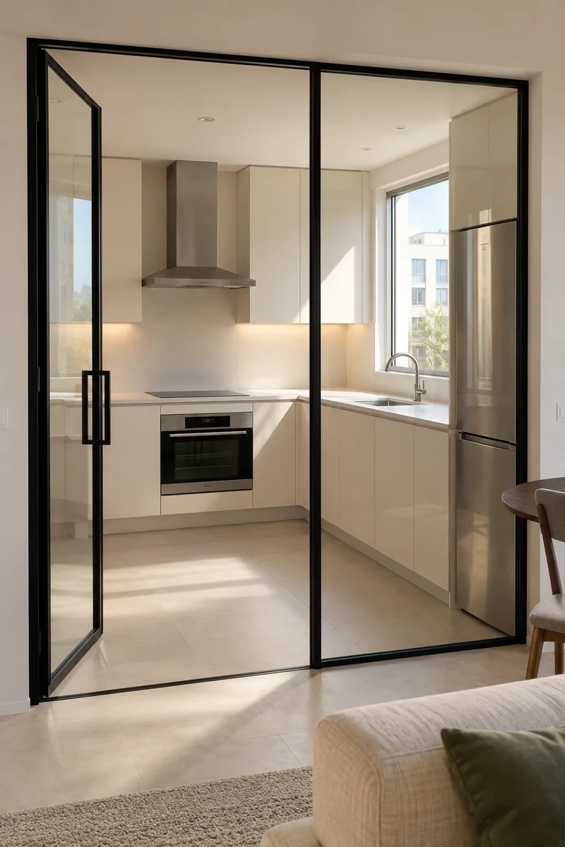 Black-Framed Glass Kitchen