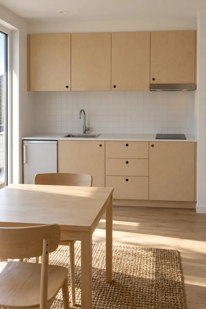 Pale Plywood Kitchenette