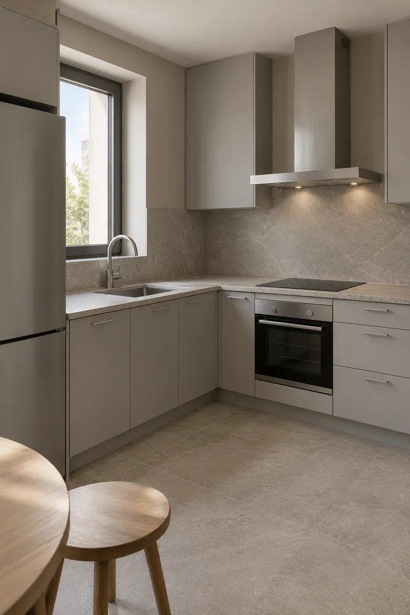 Stone-Look Monochrome Kitchen