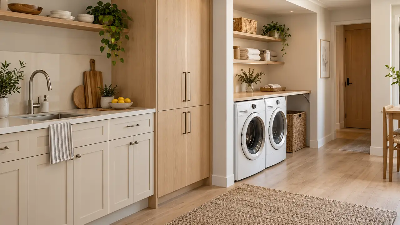 studio apartment kitchen laundry