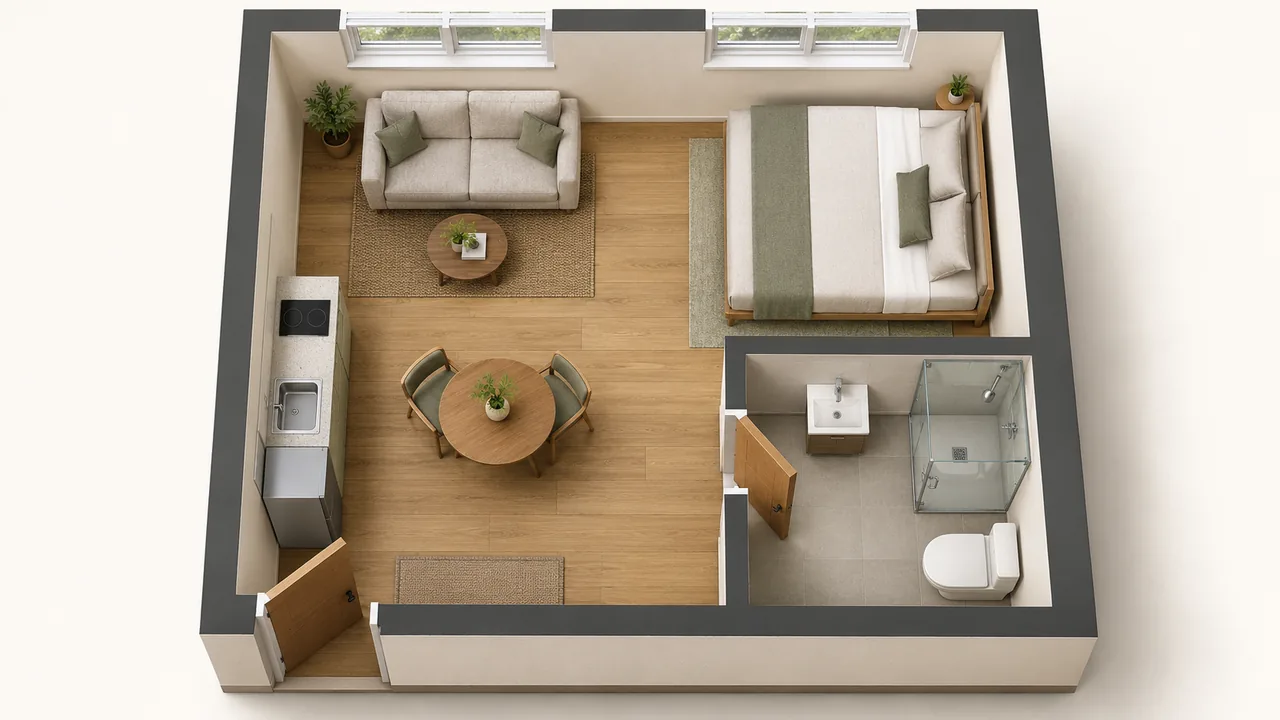 tiny studio apartment layout floor plans